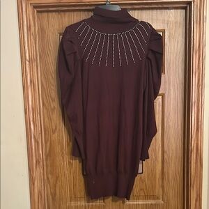 Elegant Burgundy Sweater with Rhinestone Detail